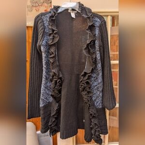 Alberto Makali Black and Blue Ruffled Sweater